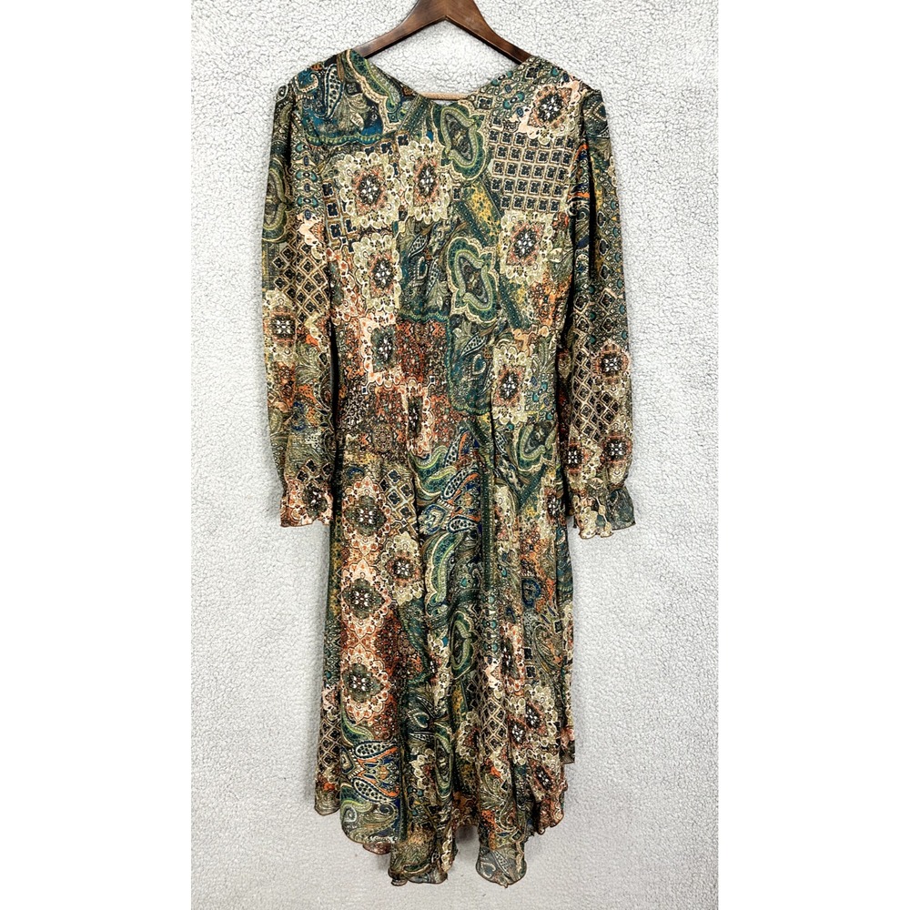 Rabbit Designs 16 Paisley Patchwork Midi Dress Boho Whimsigoth Fairy Grunge - Picture 3 of 8